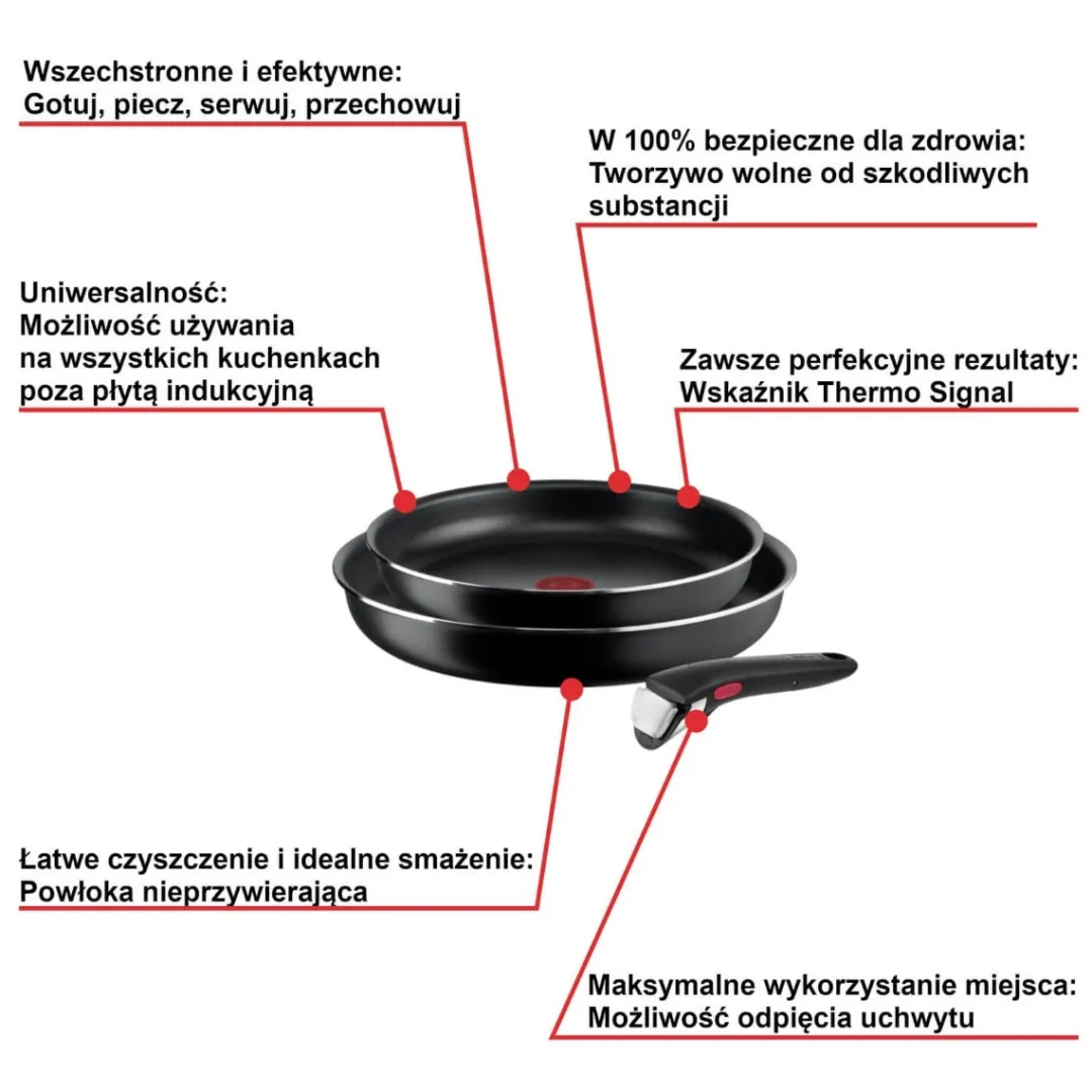 Zestaw patelni TEFAL INGENIO EASY COOK&CLEAN - 3 elementy