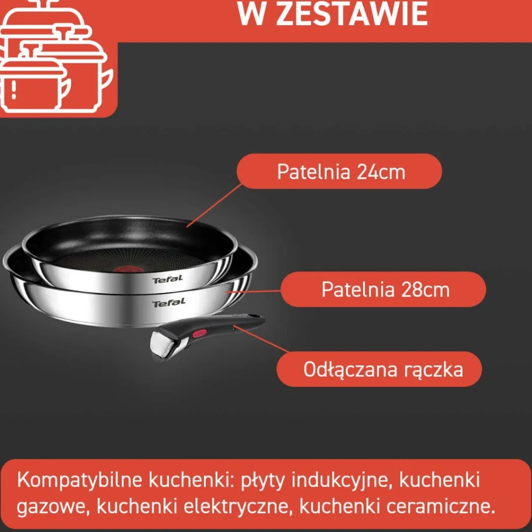 Zestaw patelni TEFAL INGENIO EMOTION - 3 elementy