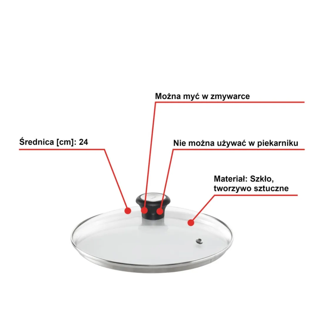 Zestaw szklanych pokrywek TEFAL 24/28 cm